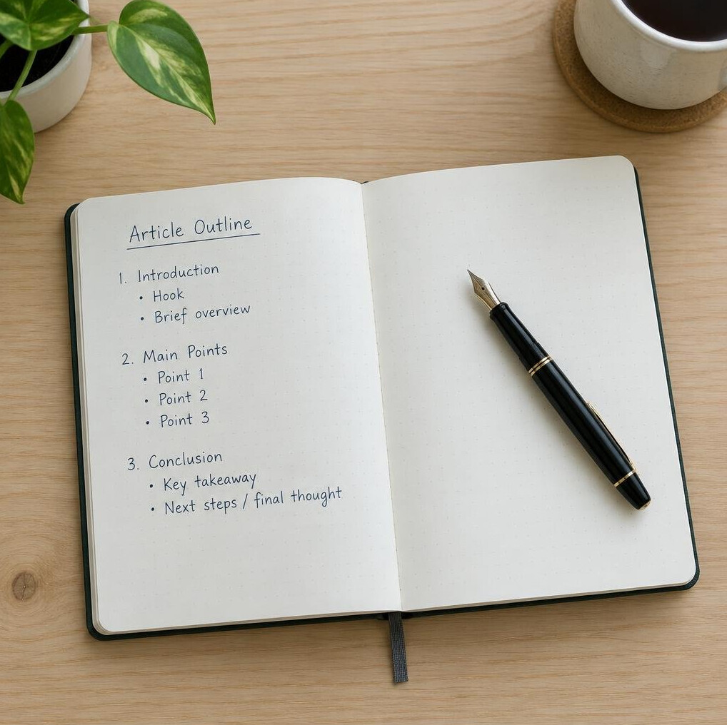 Notebook and pen on a desk