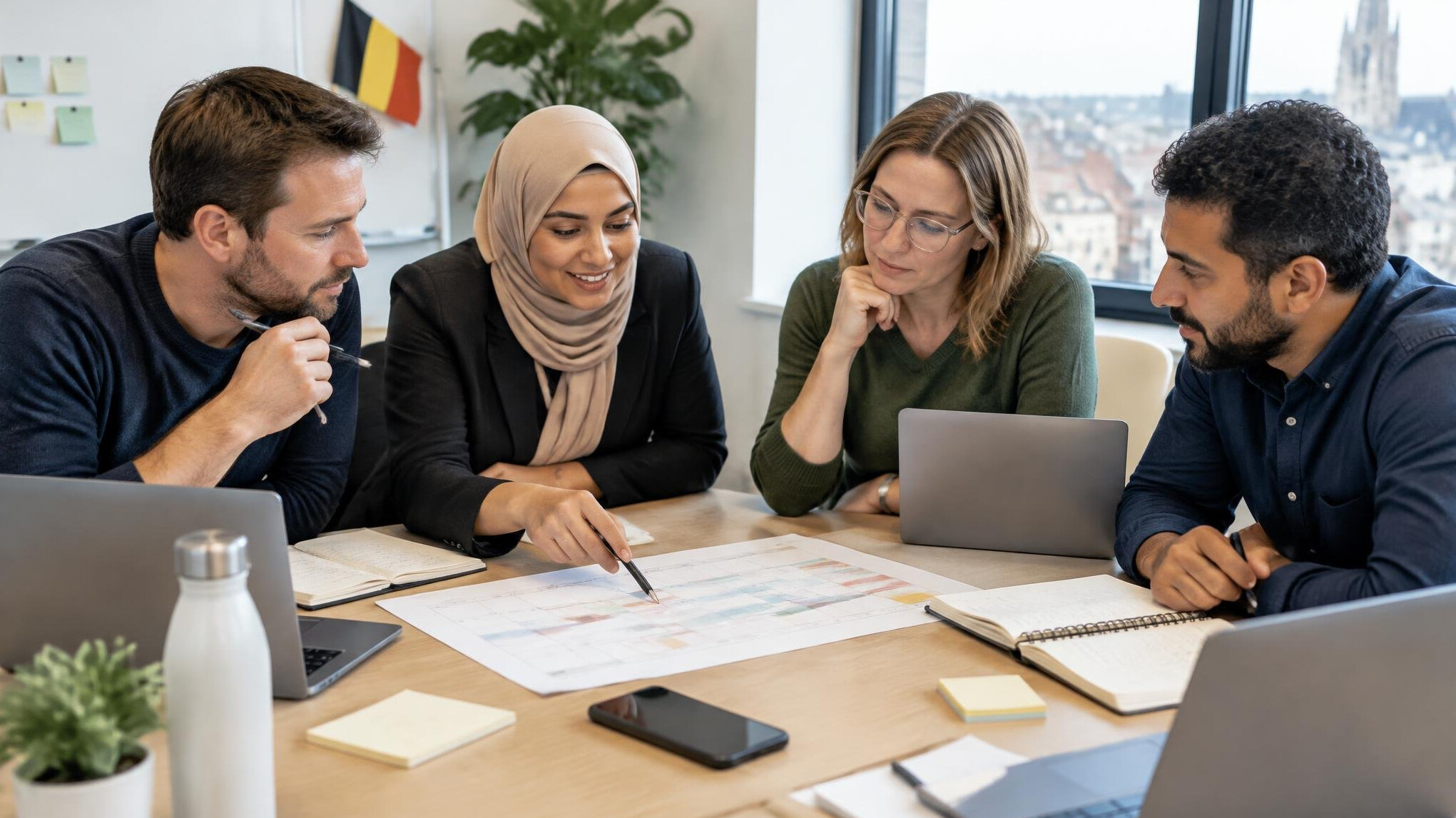 Team planning a content calendar together